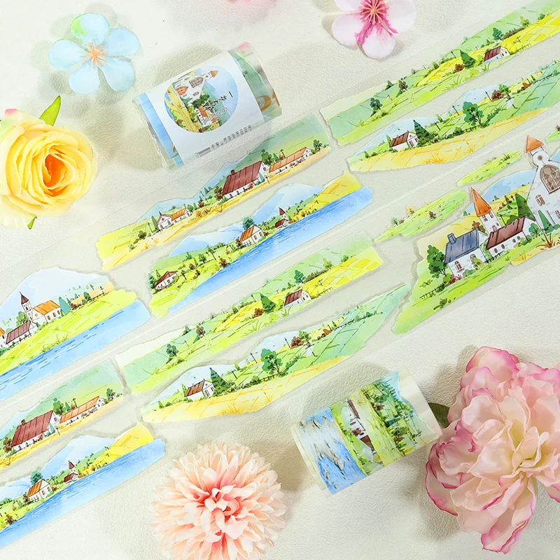 60mm * 200cm 빈티지 시골 들판 풍경 PET 테이프 크리 에이 티브 DIY ..