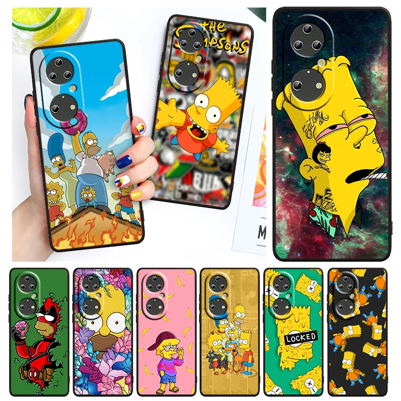 Boy The Simpson Custodia Per Telefono Anime Per Huawei P50 P40 P30 P20 Lite 5G Nova Y70 Plus 9 Se Pro 5T Y9S Y9 Prime Y6 Black Funda