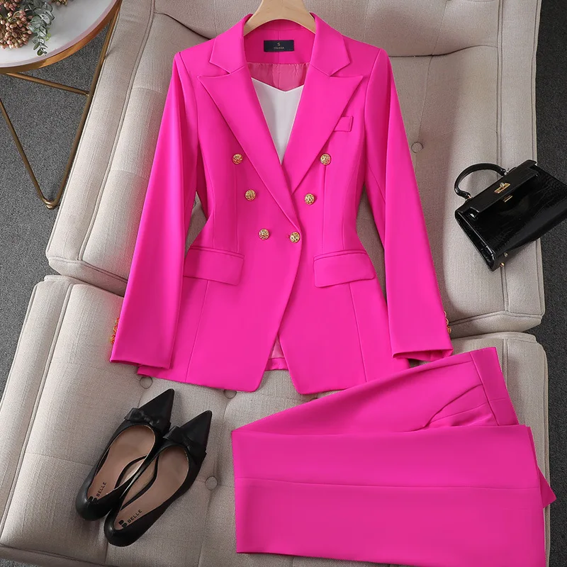 

Rose Red Small Suit Jacket Women's High-Grade Business Wear Fashion Temperament Goddess Style Age-Reducing Suit Overalls