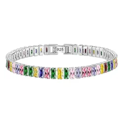 Exquisite 925 Sterling Silver Crystal Charm Bracelet for Women - Elegant Designer Jewelry Gift (Colors crystal)