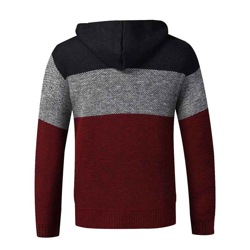 Men Knitted Thick Sweater Cardigan Autumn Winter Mens Warm Casual Sweater Male Faux Fur Fleece Hooded Sweatercoats