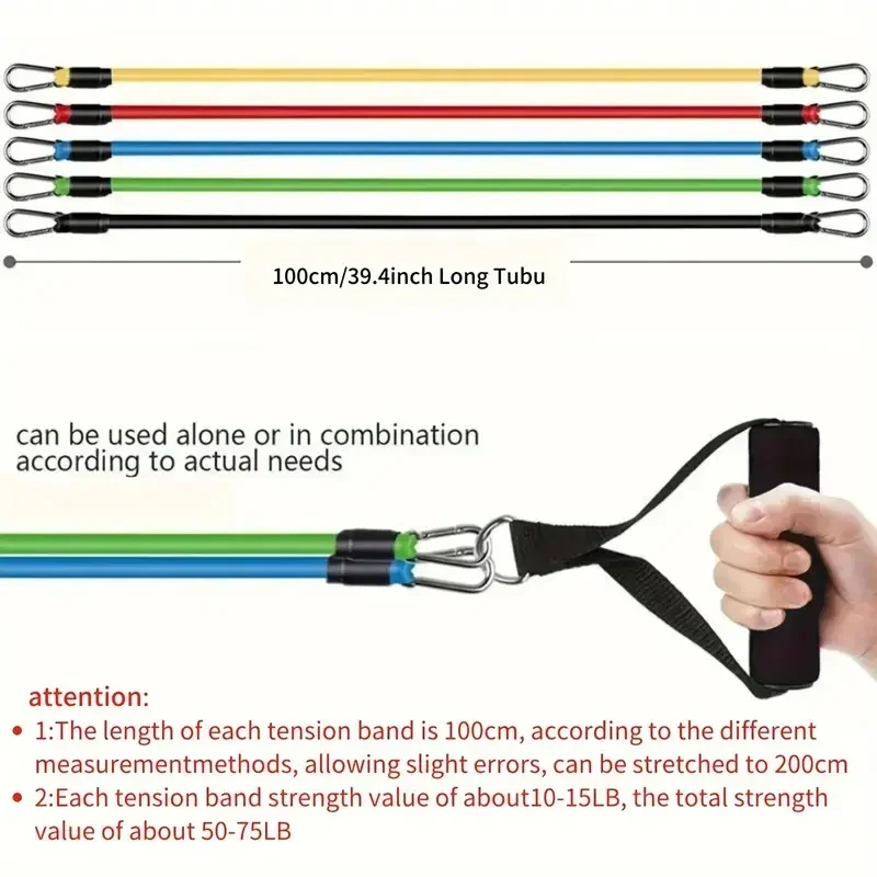11pcs TPE Resistance Bands Set, Resistance Bands With Door Anchor, Handles, Carry , Legs Ankle Straps, Exercise