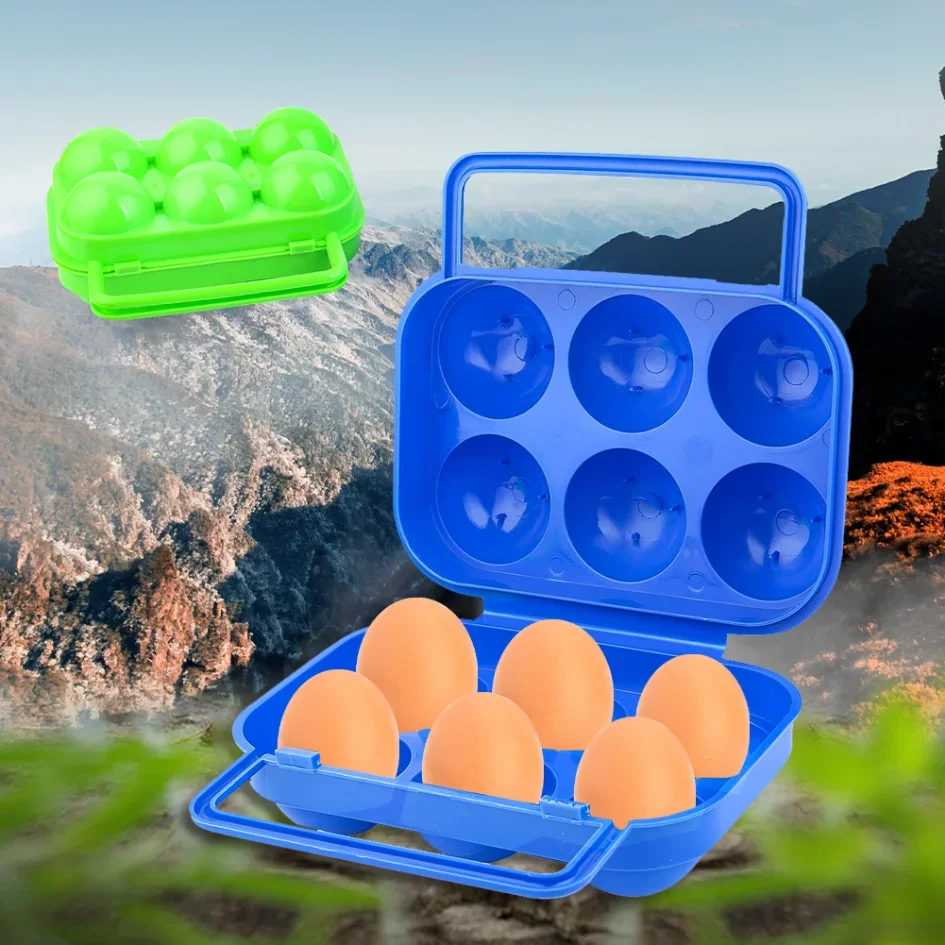 

6 Grid Egg Storage Box Plastic Portable Shockproof Egg Holder Tray Containers for Outdoor Camping Picnic Kitchen Organizer