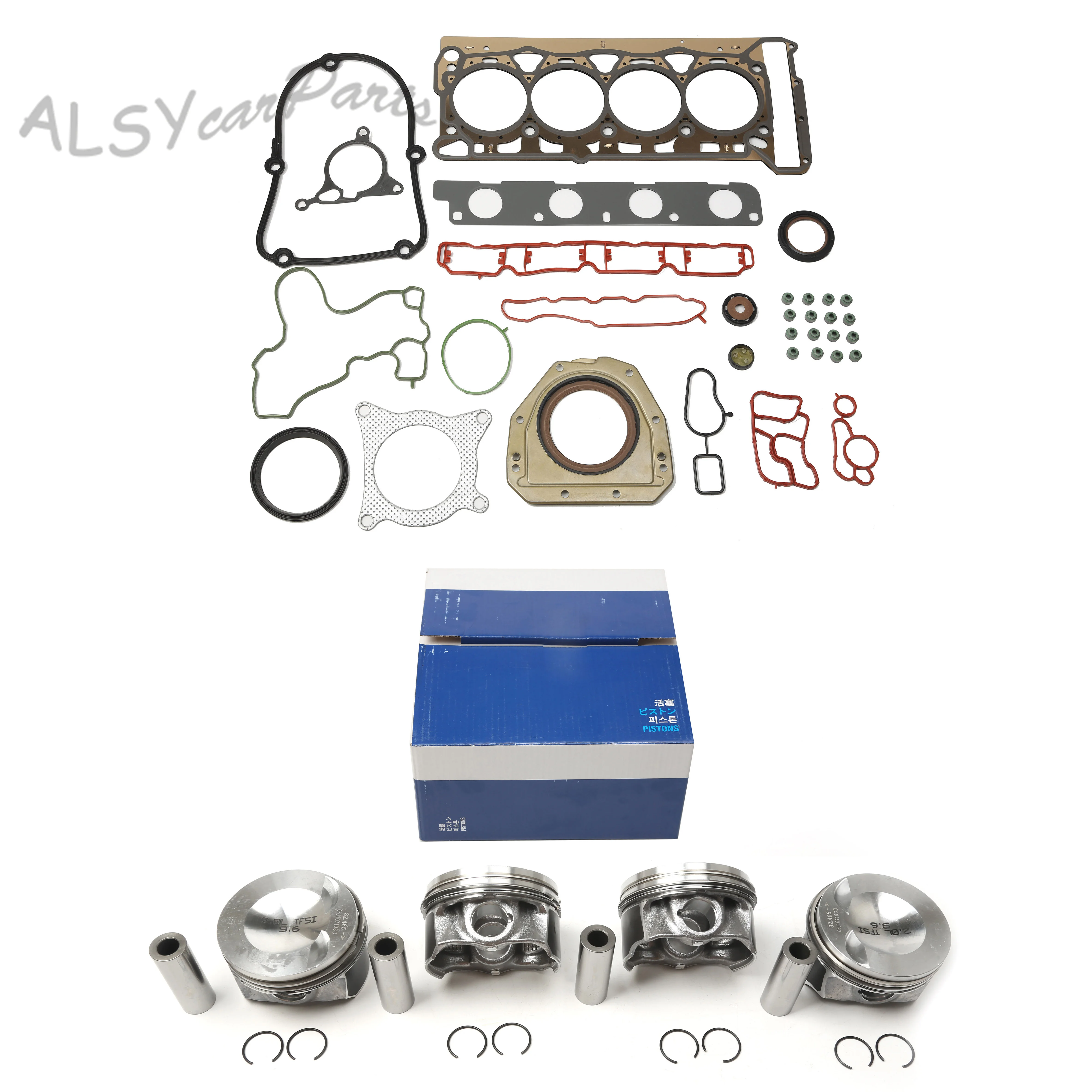 Ymm 82.51mm Engine Piston & Cylinder Head Gasket Oil Seal Repair Kit