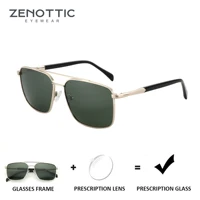 ZENOTTIC（L Size）Trend Metal Aviator Prescription Sunglasses Men Progressive Polarized Myopia Sunglasses Man