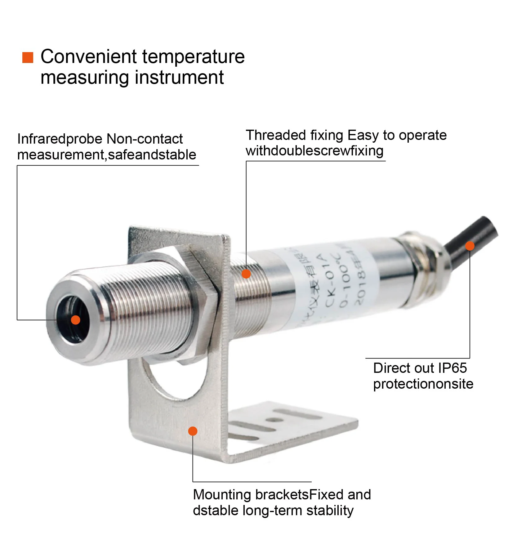 Infrared Temperature Sensor 4-20mA 0-5V 0-10V RS485 Output Industrial Non-Contac
