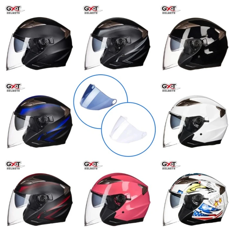 New GXT summer double lens motorcycle helmets open Face Motorbike Helmet electric safety helmet for women men Moto Casque
