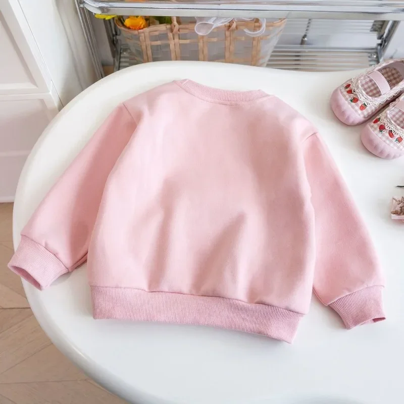 2025 New Autumn Collection Cartoon Print Girls' Sweatshirt with Cute Embellishments Spring/Autumn Rabbit-Print Kids Top Clothing