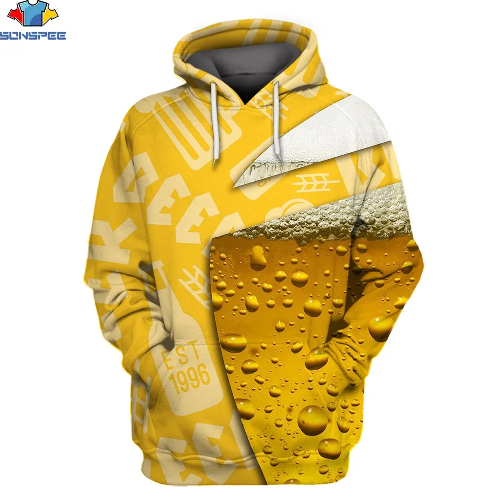 SONSPEE 3D Printed Fall Winter Men's Women's Hoodie Long Sleeve Beer Fun Hiphop Cool Sport Casual Street Pullover Pocket Jacket