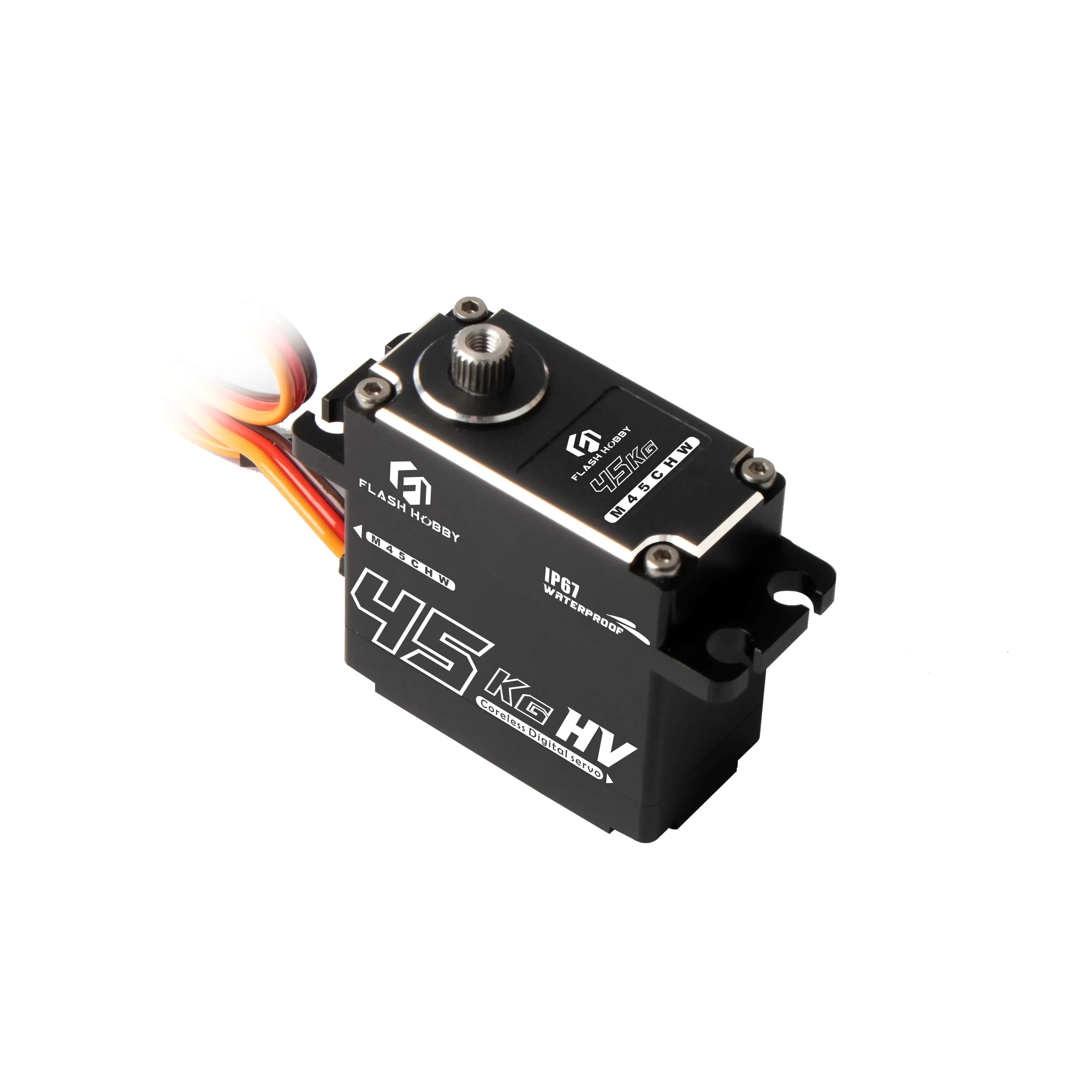 Flashhobby M45CHW 45kg Digital IP67 Waterproof Standard 180 Degree Servo for Drone UAV RC Car Robot Arm Boat Helicopter Airplane thumbnail 3