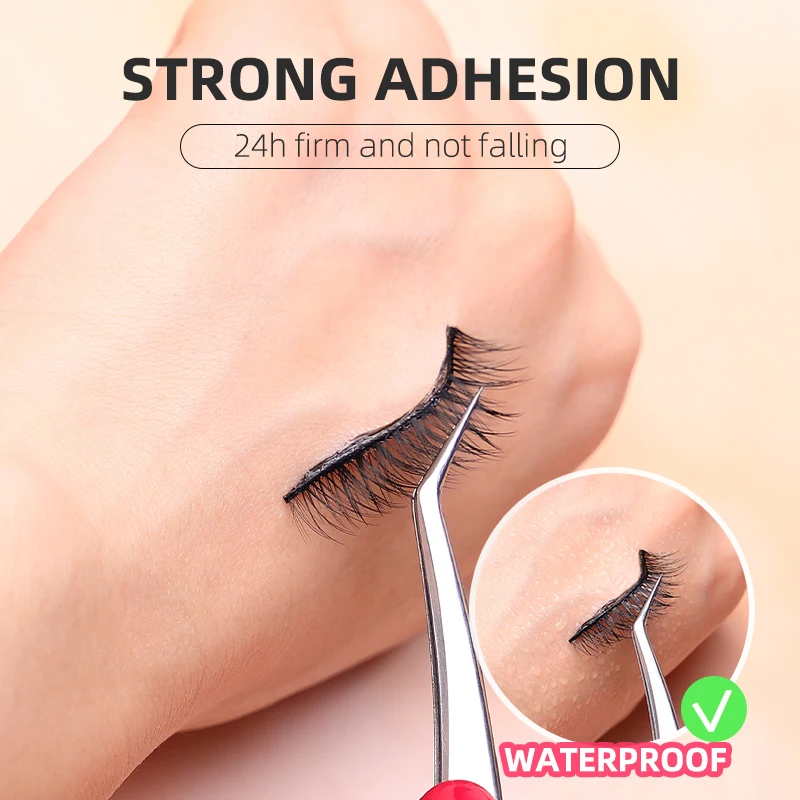 10 Pieces Glueless Fake Eyelashes Self Adhesive Strip Line Waterproof Reusable 40mm with Operation Board