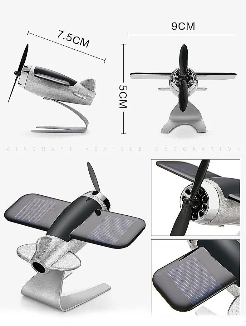 Solar Plane Model Kids Physics Toy Car Interior Ornament Perfume Aromatherapy Ornament 1Pc solar car toy solar car air freshener