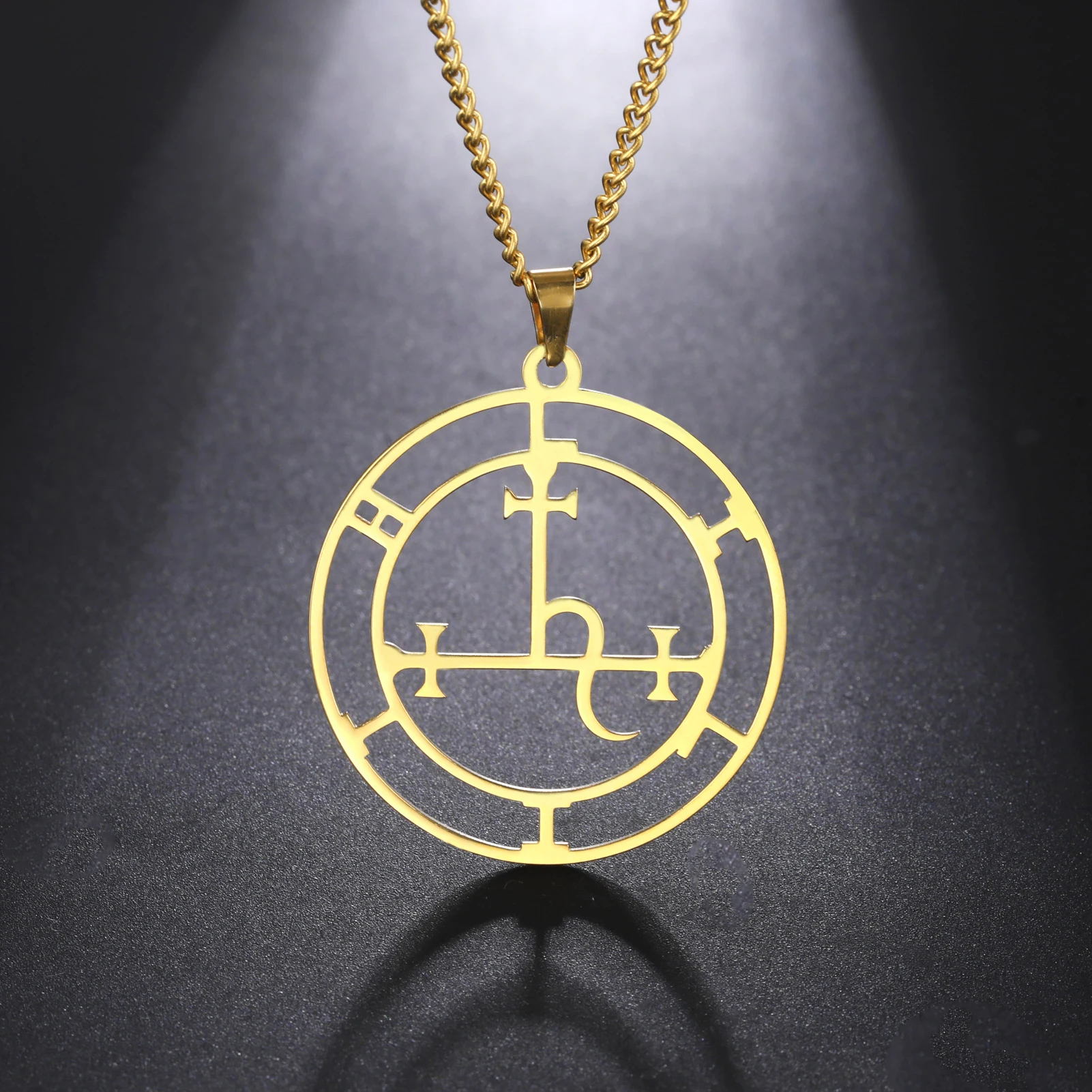 Kkjoy Pentagramm Halskette für Frauen Silber Farbe Edelstahl Marbas Teufel Symbol Kette Kragen Esoterik Schmuck Zubehör – Detail 6
