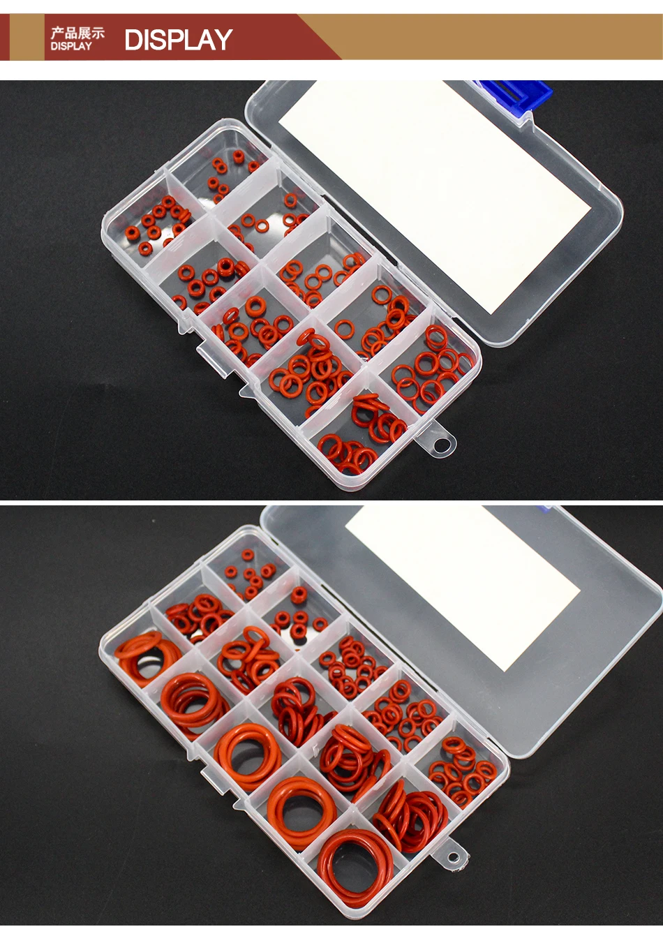 Description Picture 5 of itemRed Silicone Ring Thickness 1/1.5/1.9/2.4/3.1mm ORing Seal Silicon Sealing O-rings VMQ Washer oring set Assortment Kit Set Oring