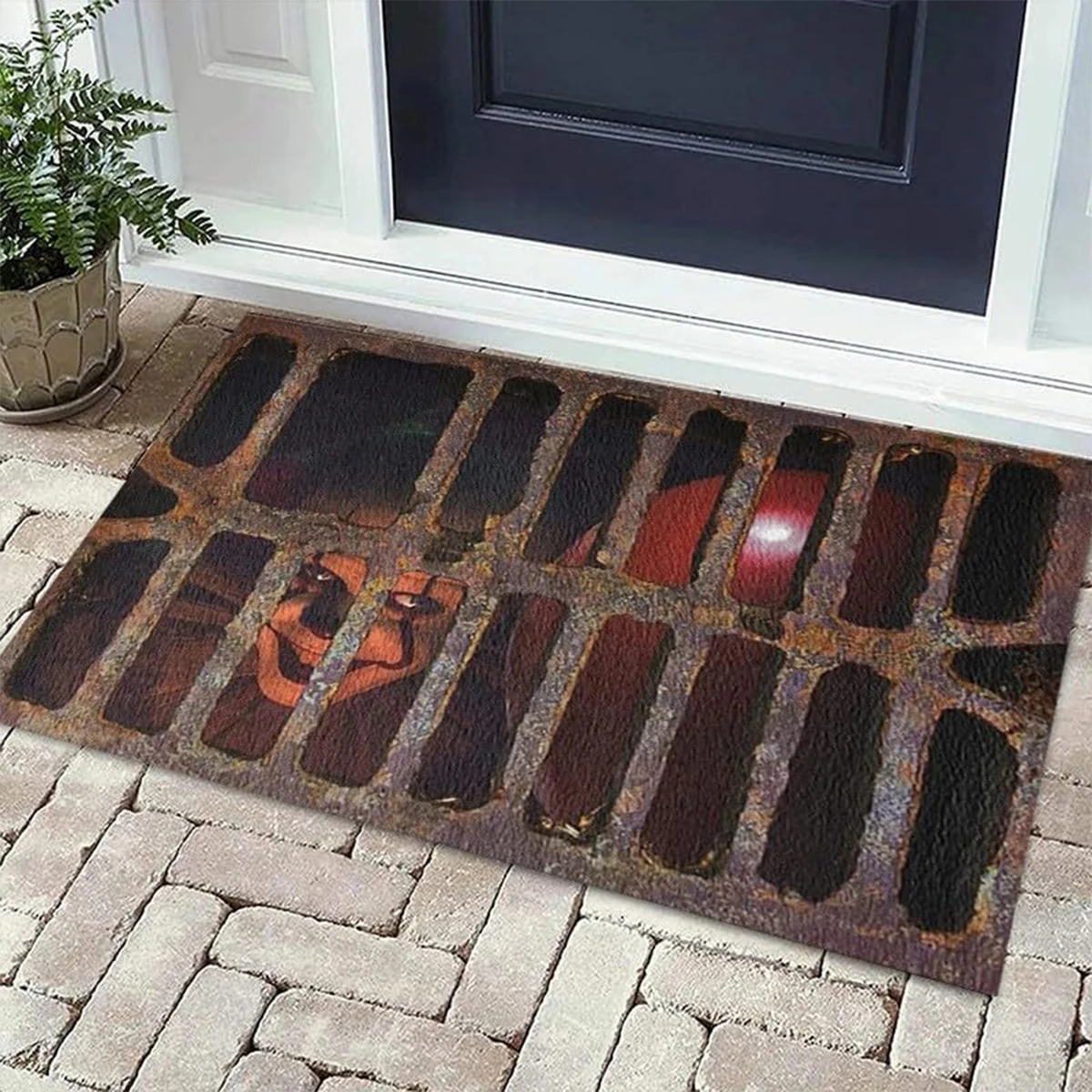 3D Clown Carpet Illusion Doormat Horror Movie Clown Atmosphere Porch Decor Carpet for Indoor Outdoor