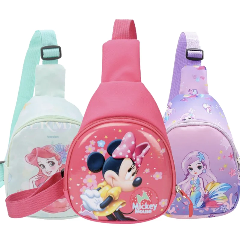 

Cartoon Mickey Mouse Children's Chest Bag Disney Anime Frozen Princess Elsa Mermaid Travel Crossbody Bag Kids Birthday Gifts