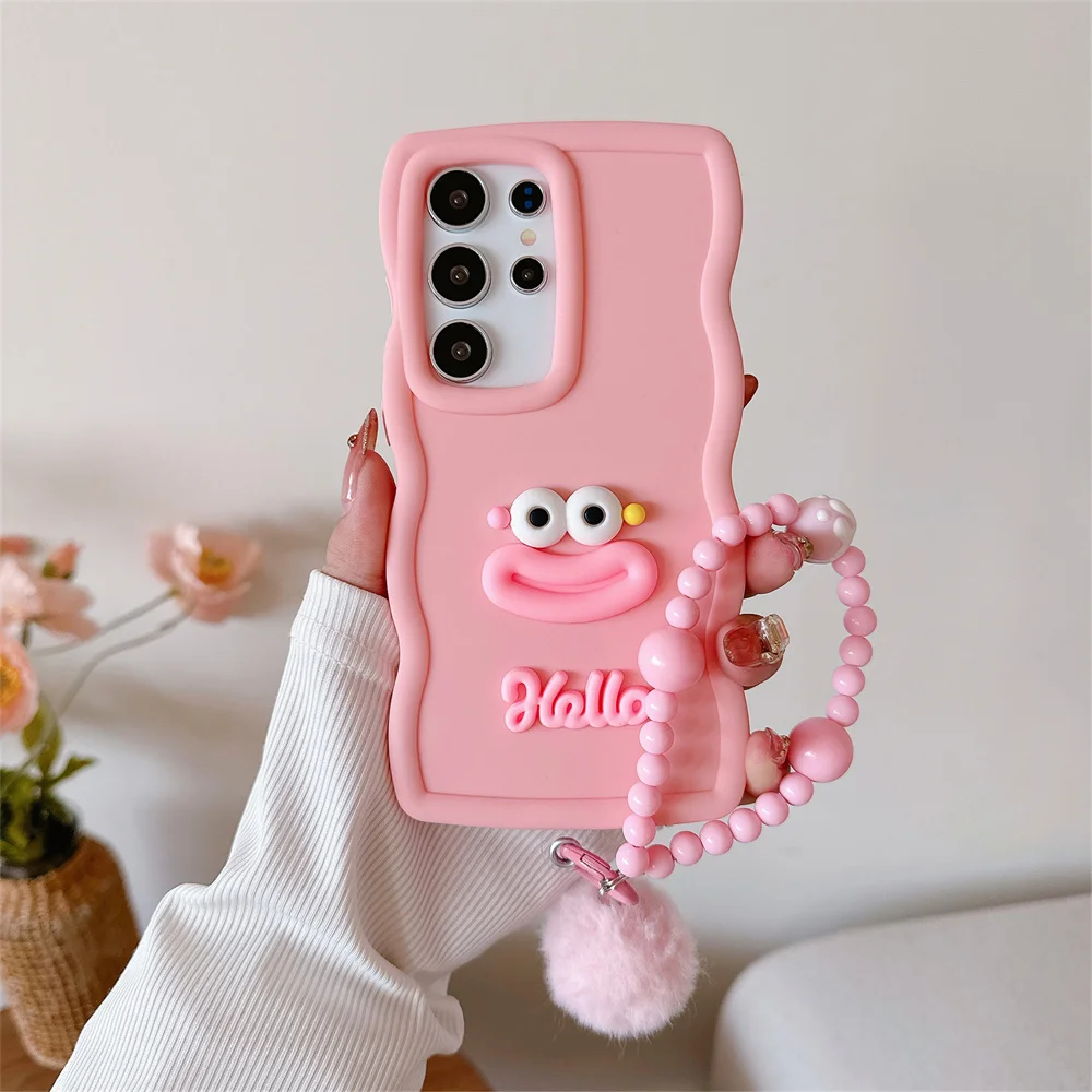 Cute Cartoon Wrist Chain Wave Lanyard Phone Case Cover