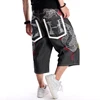 Summer Plus Size 30-46 Wide Leg Hip-Hop Black Jeans Shorts Male Skateboard Swag Baggy Men Capri Denim Pants 1