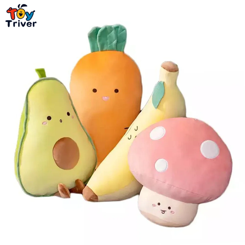

Милые плюшевые игрушки в виде моркови, авокадо, банана, грибов, мягкая кукла, подушка для малышей, детей, милые подарки для девочек, милый Декор для комнаты
