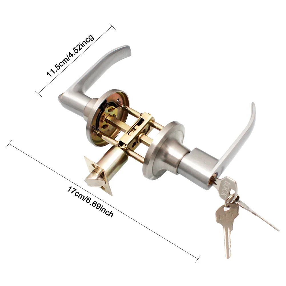 Door Lever Lock Stainless Steel Entrance Door Handles Interior Lever Lock Knob Replacement for Bedroom Front