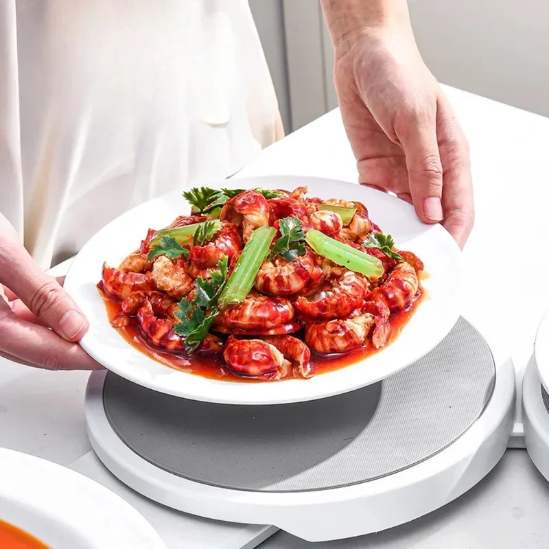 طاولة طعام، صينية طعام دوارة، طبق موفر للمساحة، صح...