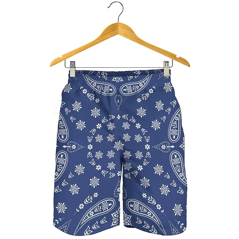 3D Print Black Paisley Bandana Pattern Shorts For Men Quick Dry Oversized Beach Shorts Homme Mens Swim Trunk Short Pants 5