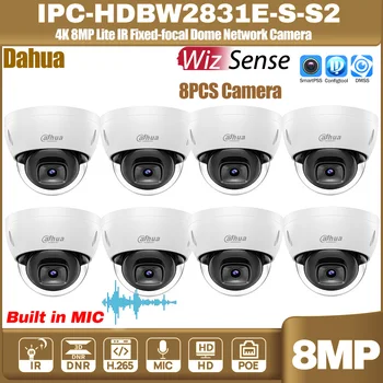 8PCS Dahua Originale IPC-HDBW2831E-S-S2 4K 8MP POE Telecamera IP IR 30m Intrusione Tripwire Rilevazione di Movimento Slot per Scheda SD WizSense