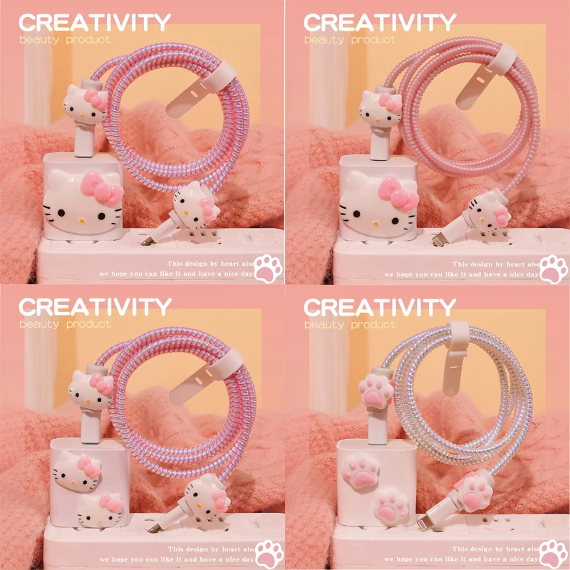 

Hello Kitty Sanrio 20W Protector for Iphone Charger Data Cable Protective Sleeve Cartoon Cute PVC Protective Cover Accessories
