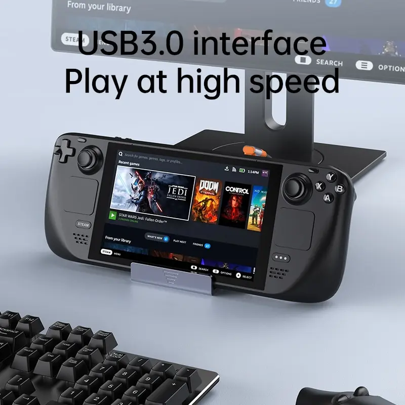 Steam Deck Dock Docking Station with Fan 6-in-1 HDMI 2.0 4k@60hz Gigabit Ethernet Full Speed Charging USB-C USB 3.0