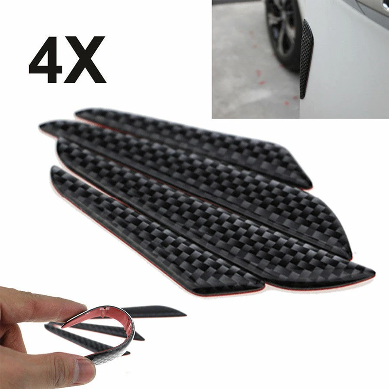 Car Door Edge Guard Strip 4x Anti-collision Trim Carbon Fiber Bumper