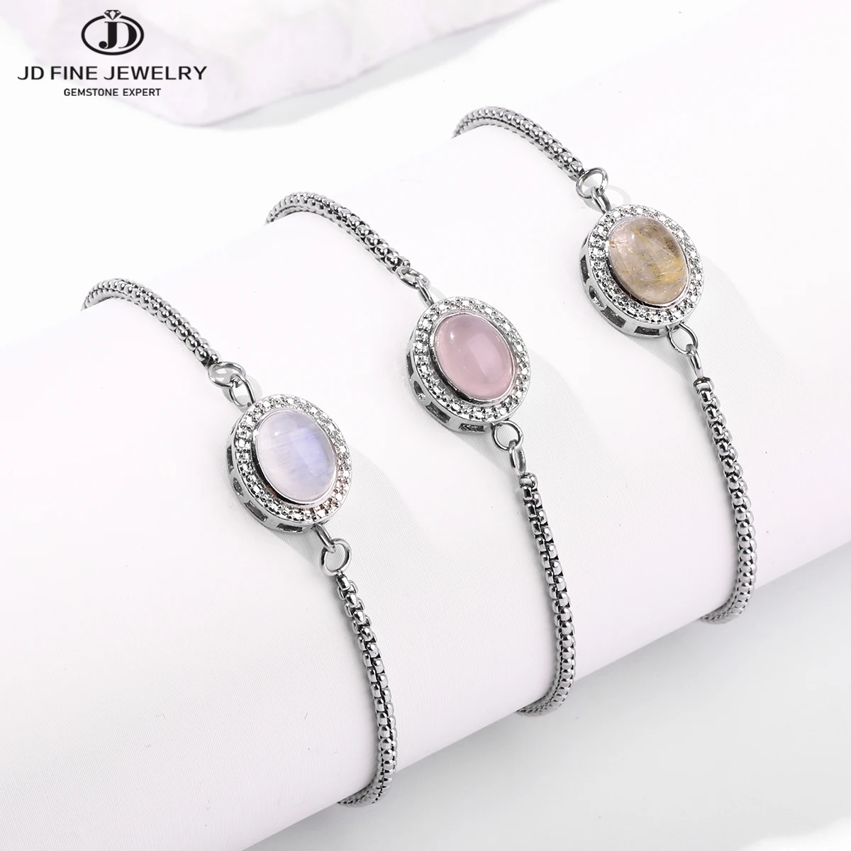 JD Attract the abundance of this natural Rutilated Quartz embedded bracelet chain for women, luxurious, elegant, handmade, stainle...