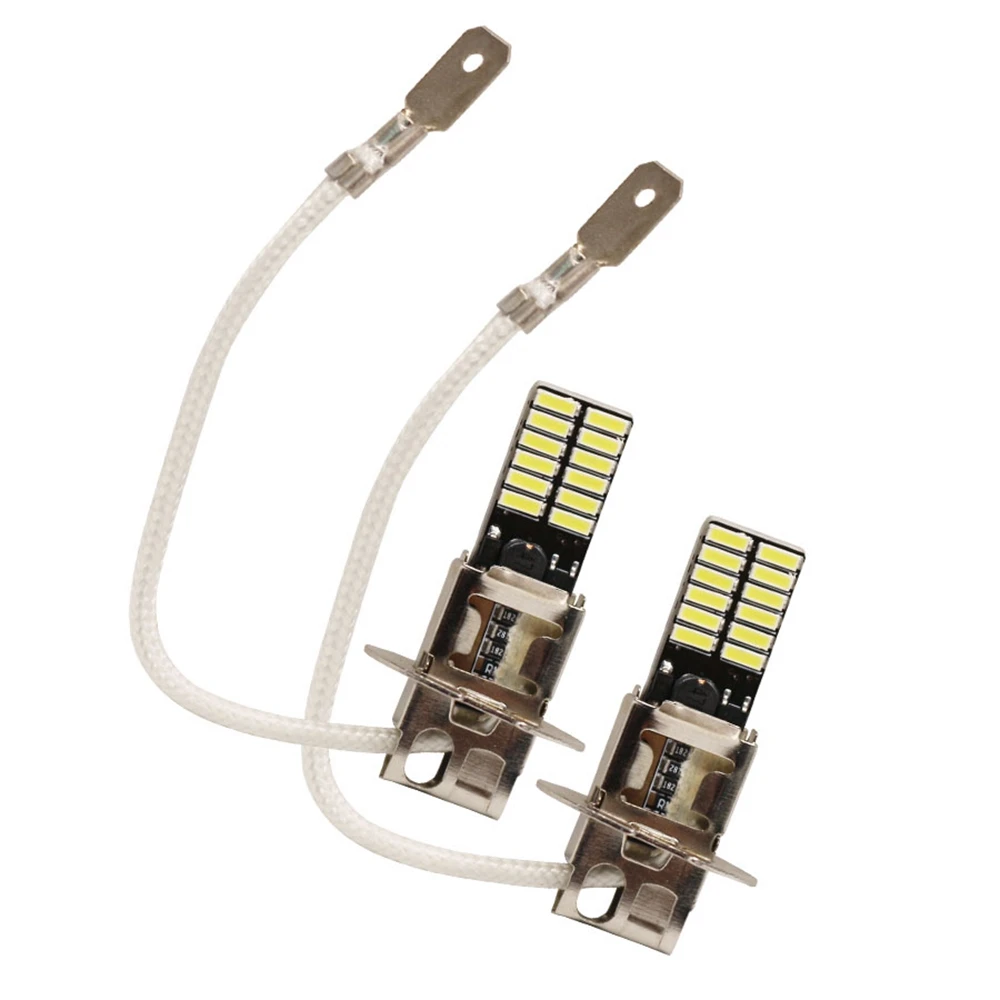 2개 H3 6500K 24-SMD 4014 핫 슈퍼 브라이트 차량용 안개등 LED 화이트 헤드 전구 DRL 램프