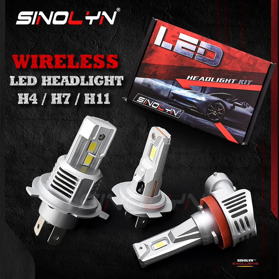 Sinolyn H7 H4 H11 LED Bulbs Canbus Halogen Replacement Wireless H8 H9 Car Lamps Lights For Headlight 20000LM 6000K Plug And Play