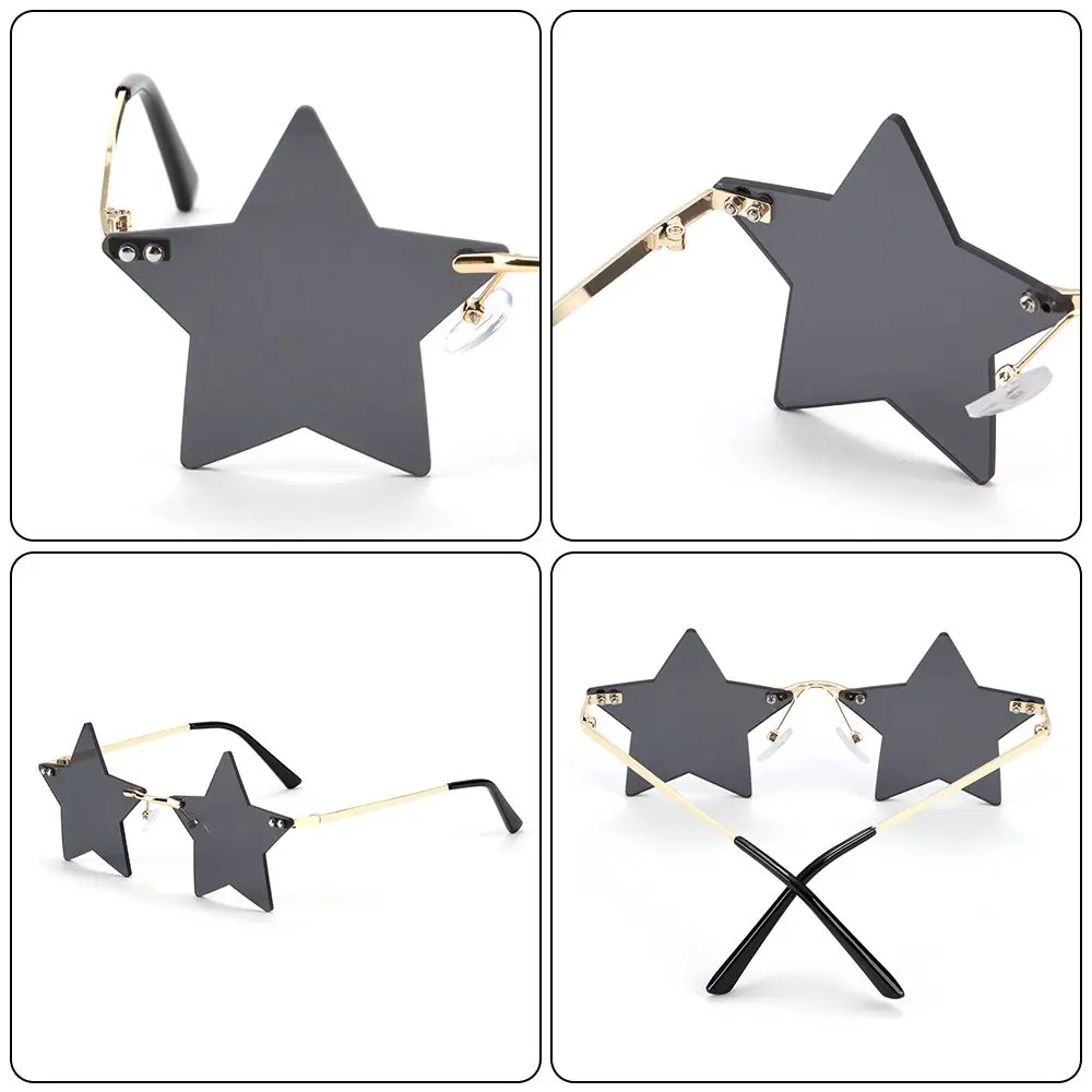 Christmas Decoration Eyeglasses for Women & Men Rimless Sunglasses Sun Glasses Star Shape Party Glasses