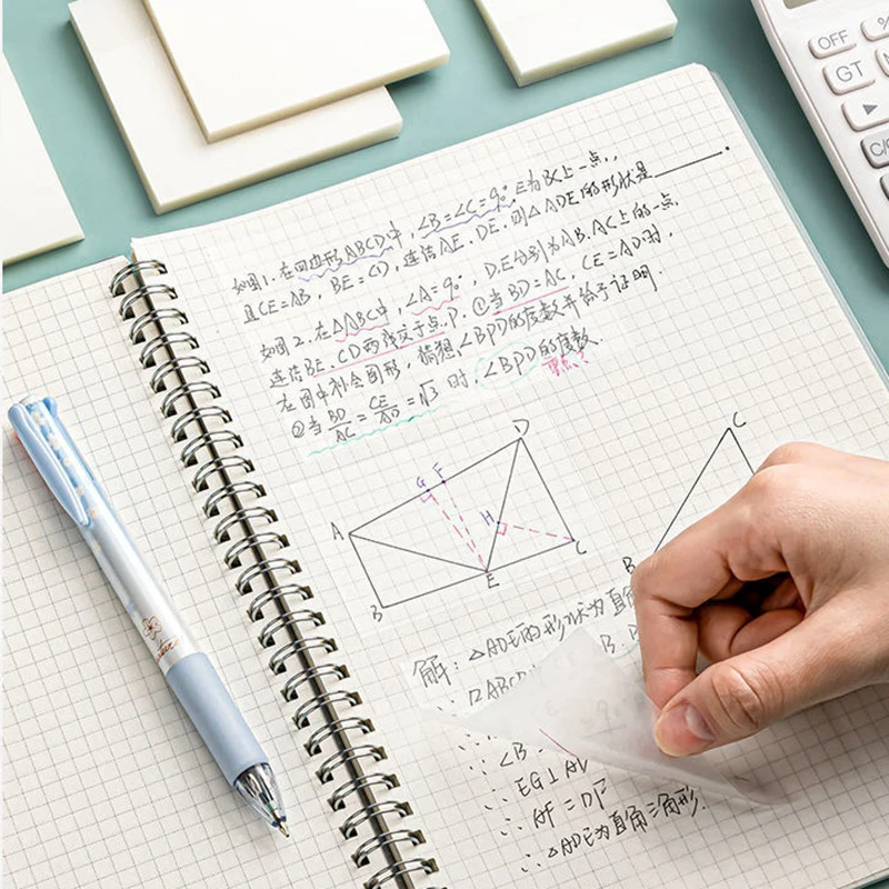 창의적인 투명 PET 방수 스티커 메모장 패드, 학교 문구, 사무용품, 50 매