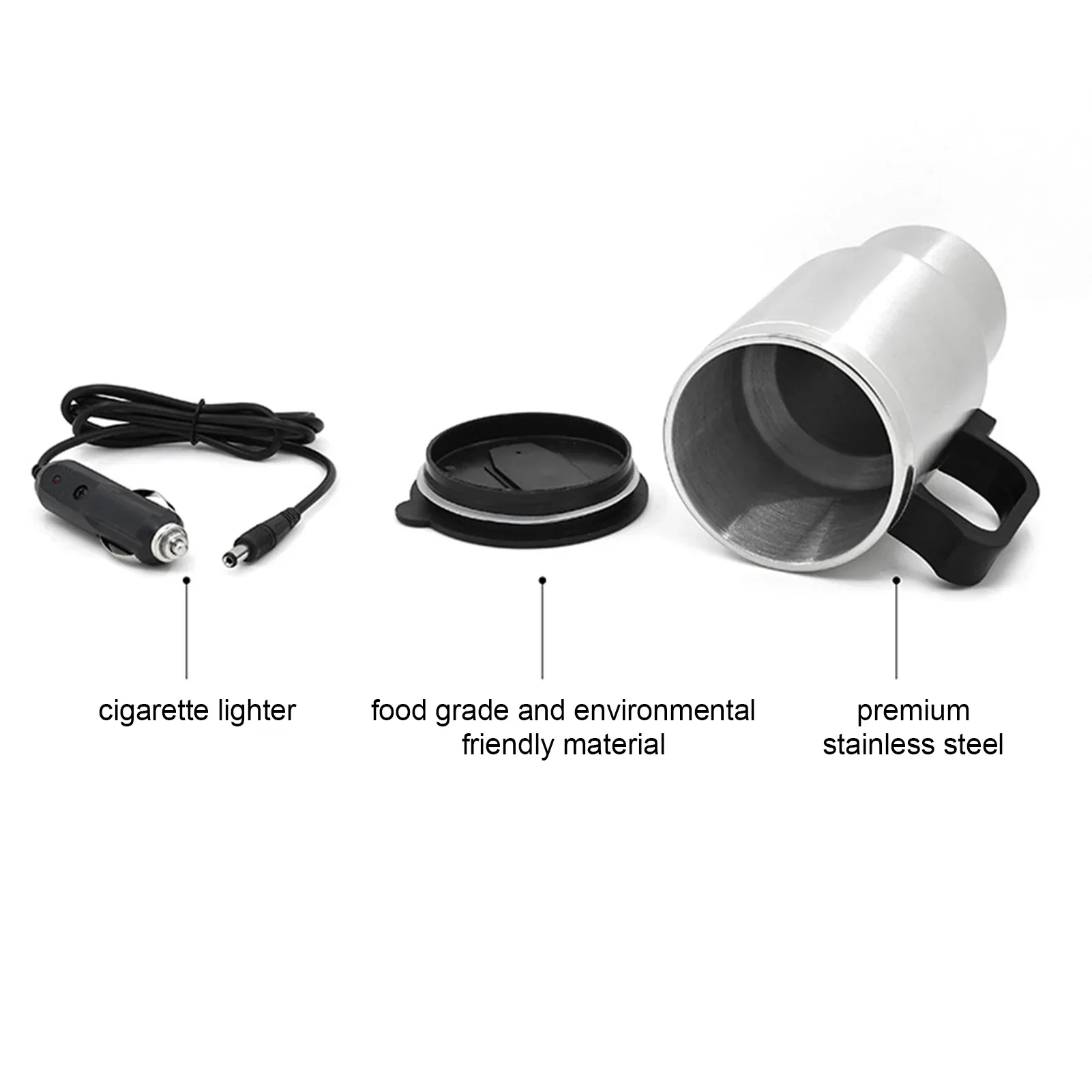 Quick-Heat Car Heater Mug Insulated Double-Wall Stainless Steel Large Capacity Beverage Warmer