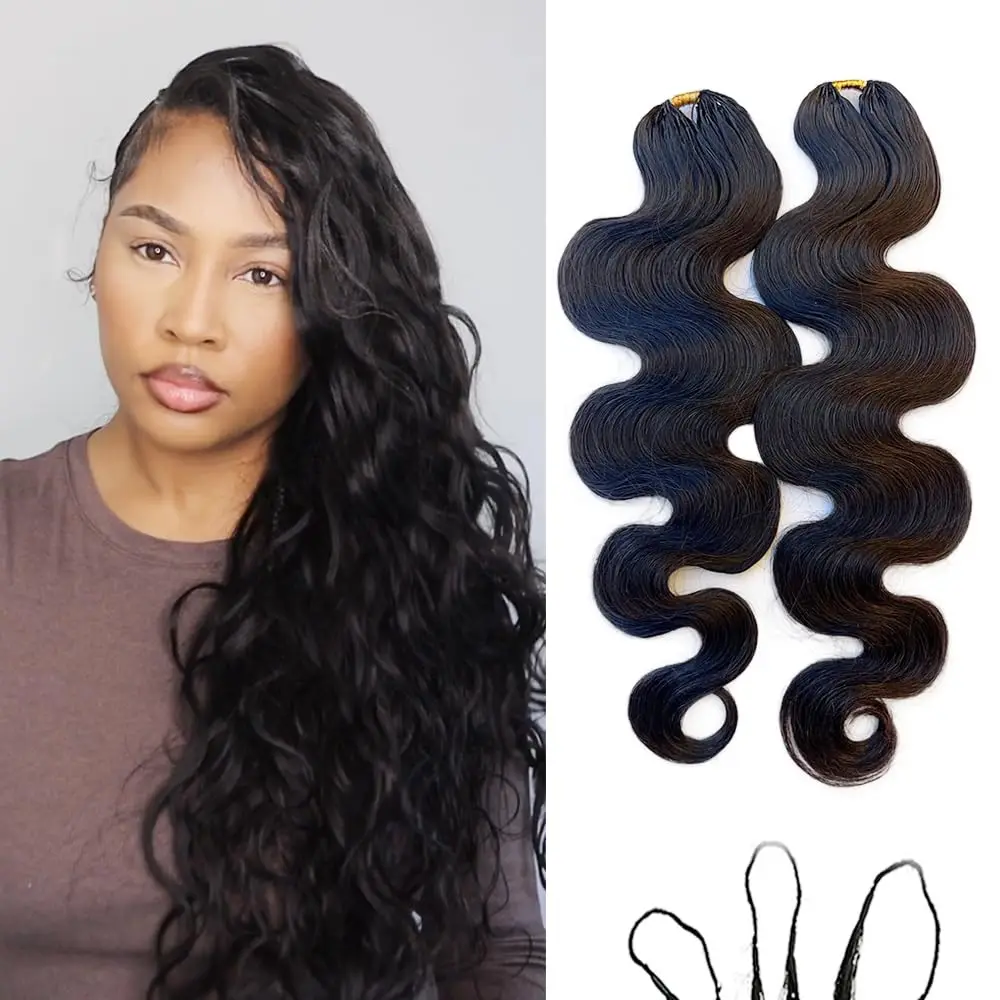 Body Wave Feather Invisible Miracle Crochet Human Hair Extensions Knotless Soft Pre-Separated Crochet Human Hair Natural Color