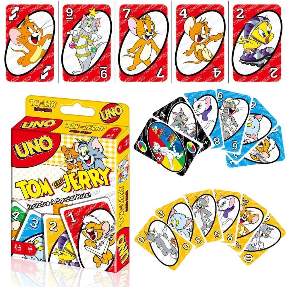 UNO TOM AND JERRY Matching Card Game SHOWEM Multiplayer Family Party Boardgame Funny Friends Entertainment Puzzle Poker 4