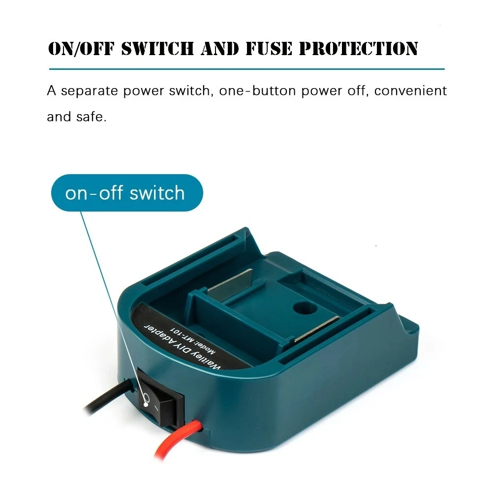 Makita 14.4V 18V 배터리용 DIY 어댑터-케이블 출력 및 스위치가 있는 도크 전원 플러그 액세서리 키트