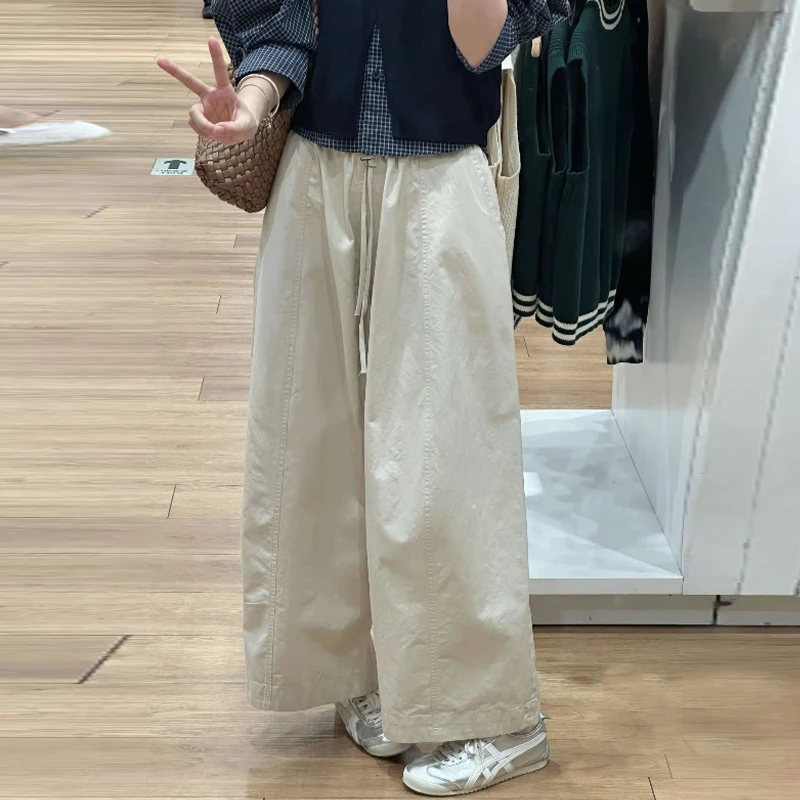 출산용 와이드 레그 팬츠 봄 가을 임산부를위한 세련된 루즈 캐주얼 바지 편안한 코튼 폴리 에스터