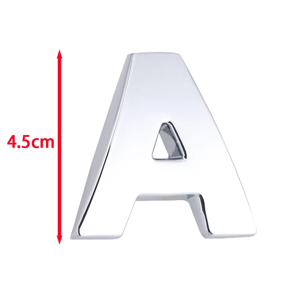 Car Sticker 45mm 3D Metal DIY Letters Alphabet Emblem Chrome And Black Digital Badge Logo Accessories Motorcycle