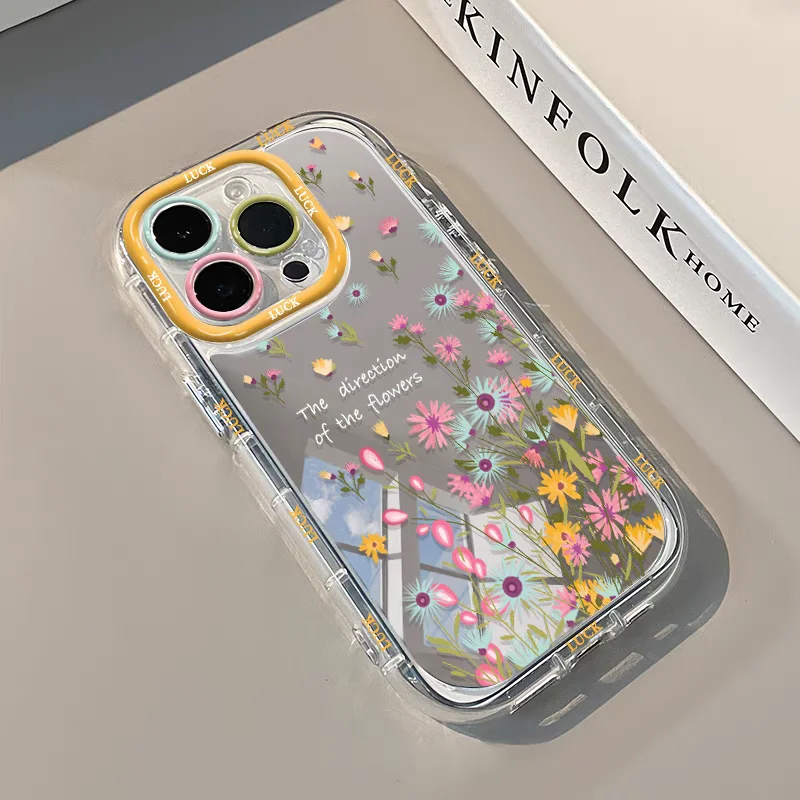 Full Screen Flower Mirror Phone Case - Y2K Clear Sweet Cover