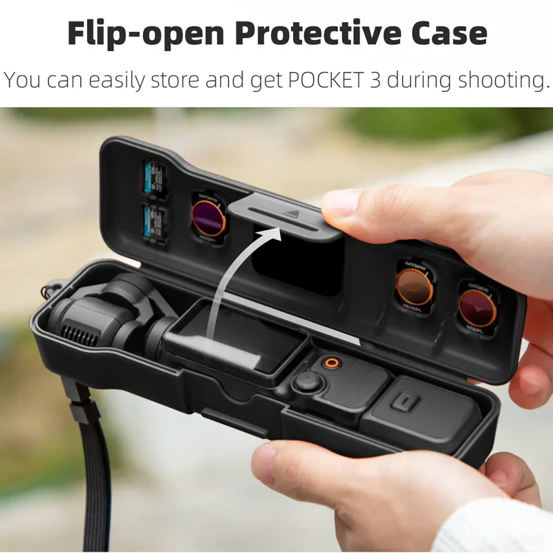 Portable Protective Case for DJI Osmo Pocket 3 Anti-fall Gimbal Protector Filter Storage Box with Hand Strap for Osmo Pocket 3