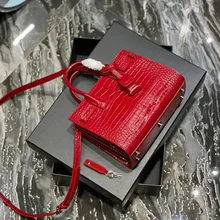  2023 Hot Sale New Top Class Crocodile Red 100% Leather Women's Portable Shoulder Bag, Luxury Casual Appearance, High-End Fashion 