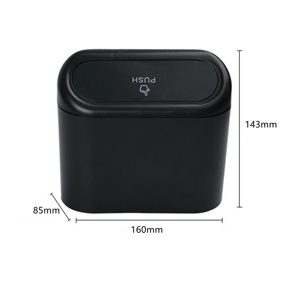 Black ABS Car Trash Bin Square Hanging Vehicle Garbage Storage Box