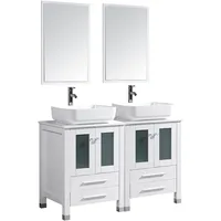 Bathroom Vanity 48 inch and Sink Combo Double Main Cabinet Combo with Double Rectangular Ceramic Sink for Small Space Bathroom 2