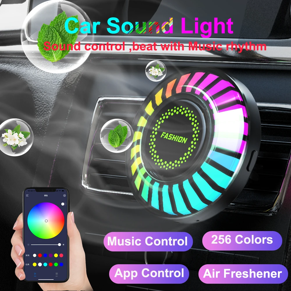 Car Air Freshener With Aroma 24 Led Atmosphere Lamp Air Fresher Sound