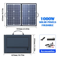 Panneau solaire pliable 1000W, chargeur solaire monocristallin portable à une main, étanche, pour yacht, camping-car, bateau, camping, extérieur, station d'alimentation d'urgence 3