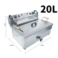 Electric 220V Deep Fryer Machine For Chips Chicken Large Capacity 20L 30L Frying Machine With Oil Drain Faucet 6000W 1