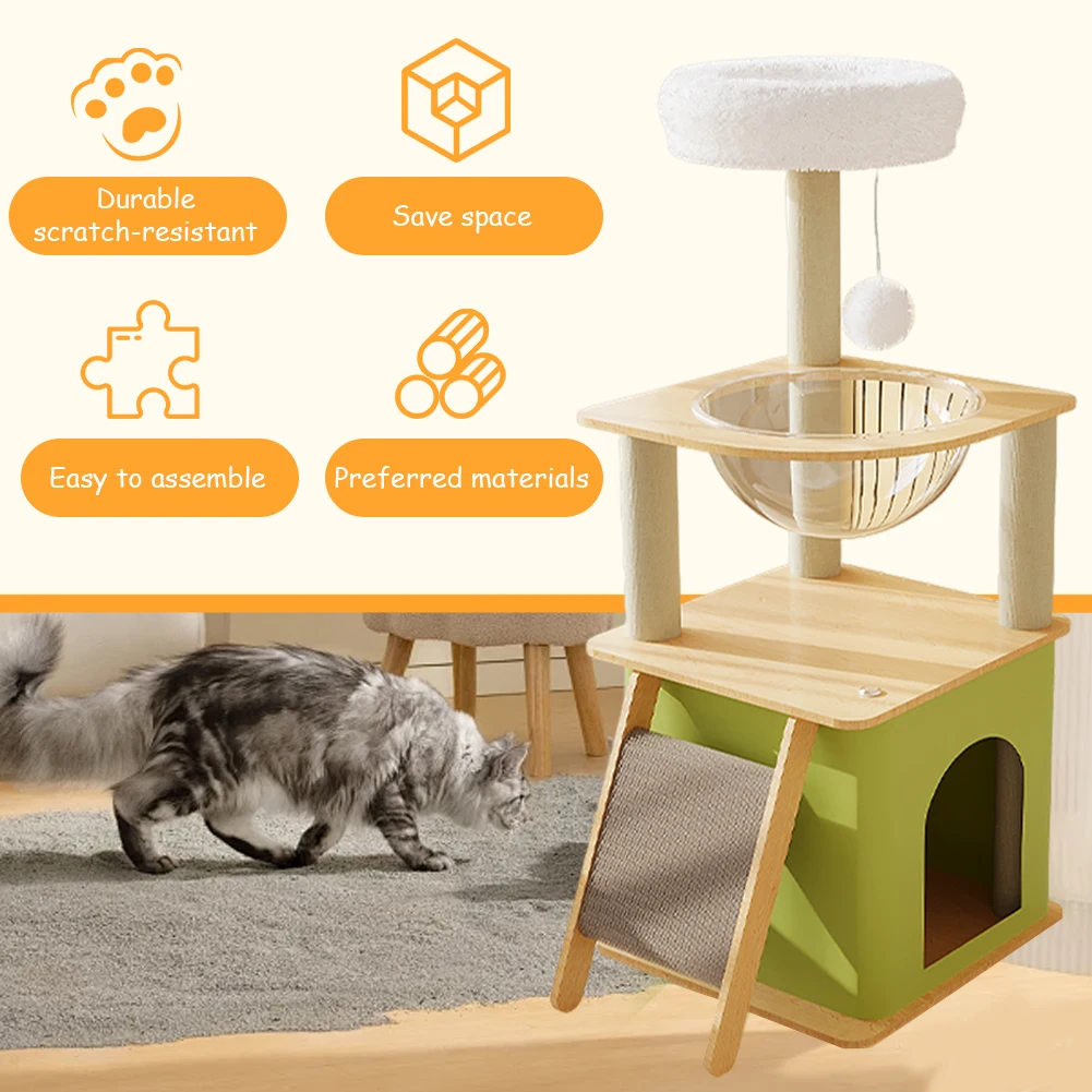 Cat Tree Cat Climbing Frame Multi-layer Cats Towers Cat Scratching Posts with Cat Condos Cat Scratchers Space Capsule
